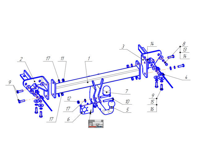 Leader Plus Фаркоп для Subaru Forester (SF/SG) 1997 > 2008